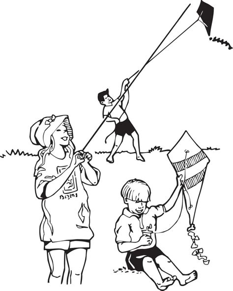 Children Flying Kite Drawing | Free download on ClipArtMag