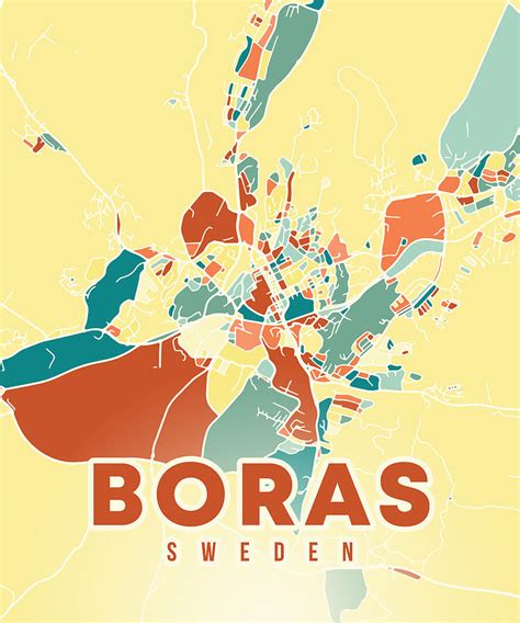 Boras Sweden Map Digital Art by Alexandru Chirila | Pixels