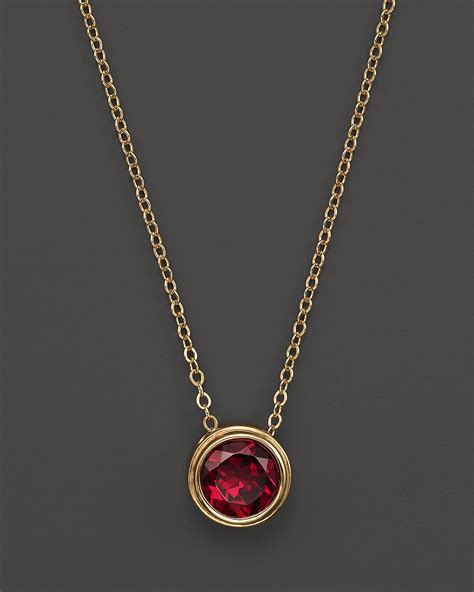 Rhodolite Garnet Bezel Set Pendant Necklace in 14K Yellow Gold, 17" | Bloomingdale's