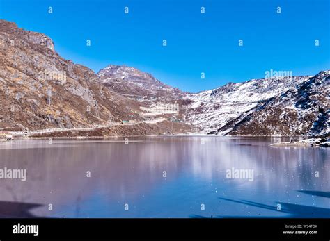 Tsomgo Lake (Tsongmo or Changu Lake) frozen during winter season. It is a glacial lake in East ...