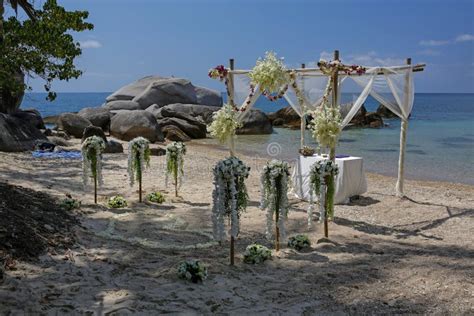 Romantic Wedding Ceremony on the Paradise Tropical Beach Stock Photo ...