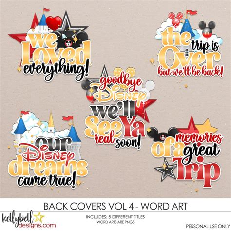 Back Covers Vol 4 Word Art - Kellybell Designs