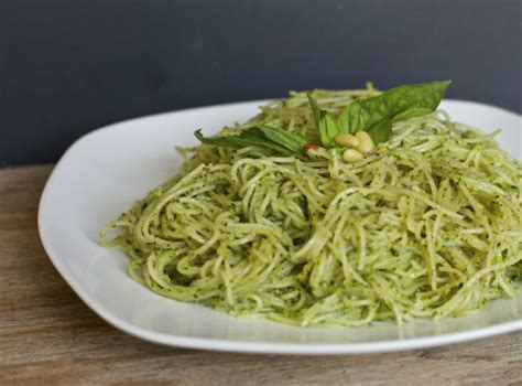 Spaghetti with Basil Pesto Sauce | The Domestic Dietitian