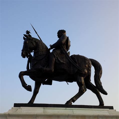 Statue of Maharana Pratap on his horse "Chetak" atop Moti Magri Hill ...