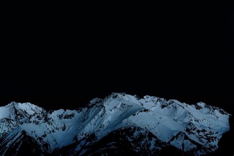 wallpaper night, mountains, snowy, peaks HD : Widescreen : High Definition : Fullscreen