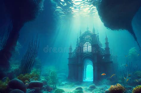 Mythical Underwater City Atlantis, Generative Ai. Depicting a Lost ...