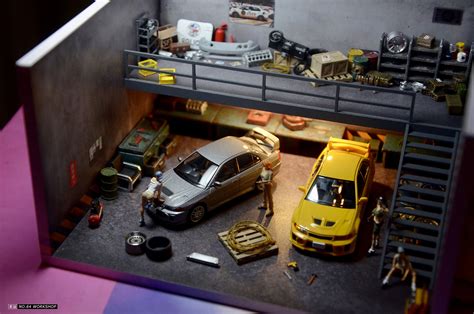 1:64 Car Model Diorama Parking Scenery USB Display DIY Scene Double Deck Garage | eBay