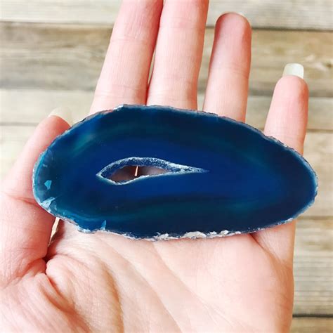 Blue Agate Slice Geode Mineral Specimen Home Decor Rocks