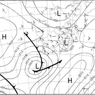 Synoptic weather map depicting the cold front considered for the 26 May ...