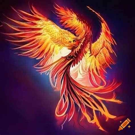 Line art phoenix tattoo design on Craiyon
