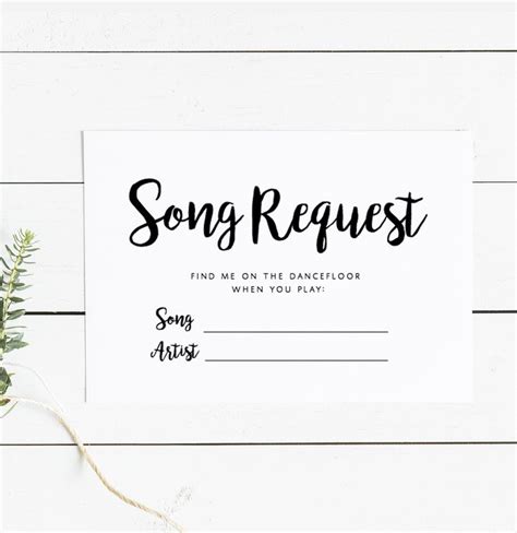 Editable Song Request Cards Template, Printable RSVP Wedding with Song Request, Templett Instant ...