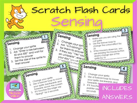 Scratch Sensing Flash Cards | Teaching Resources