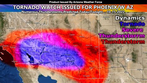 Numerous Thunderstorms Expected Across Arizona Today through Tonight; AZWF Tornado Watch Issued ...