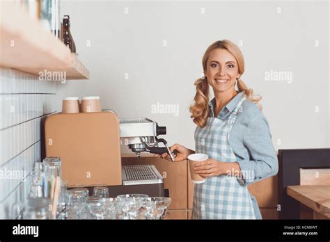 barista with coffee machine Stock Photo - Alamy