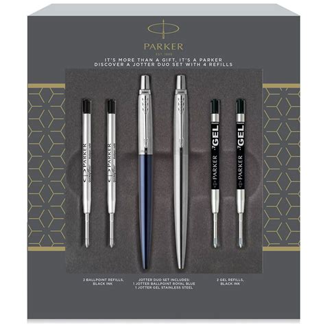 Parker Jotter Ballpoint Pen and Gel Pen Duo Gift Set, Includes 2 Ballpoint Refills (Black Ink ...
