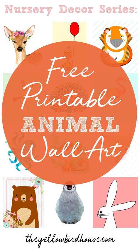 Nursery Decor Series: 57 Free Printable Animal Wall Art Pieces