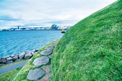 Thufa Hill in Reykjavik with City Skyline on Background Stock Image ...