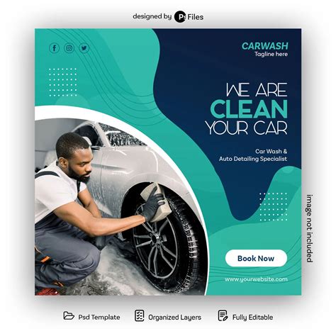 Car Wash Service Free Instagram Post Design PSD Template - PsFiles Free Instagram, Instagram ...