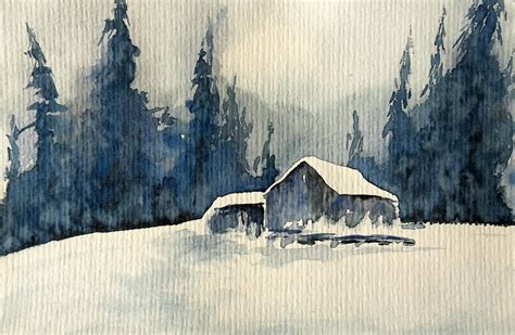 Cabin Watercolor at PaintingValley.com | Explore collection of Cabin ...