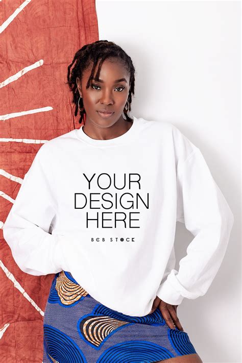 White Sweater Mockup, Black Mockups, Black Model Mockup, Female Model, Gildan 18000 White Mockup ...