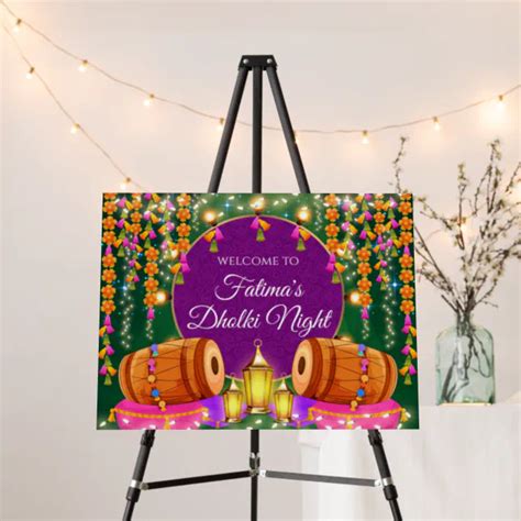 Dholki Night Welcome signs & Wedding Dholki sign | Zazzle