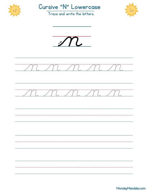 10 Cursive N Worksheets (Free Letter Writing Printables)