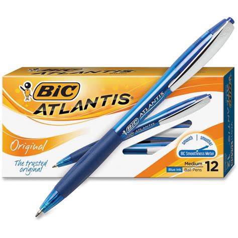 BIC Atlantis Original Retractable Ballpoint Pen, Blue Ink, Medium, 1mm, Dozen - Walmart.com ...