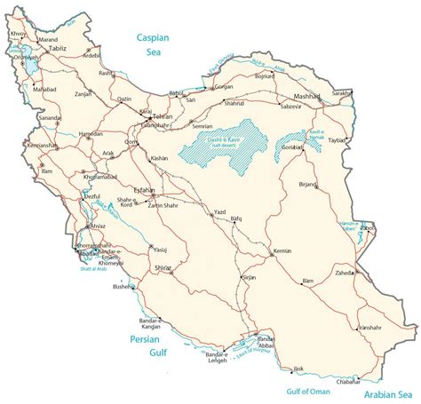 Iran Map - Cities and Roads - GIS Geography