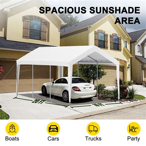 VEVOR Carport Replacement Canopy Cover, 10 X 20 Ft, Ripstop Triple-layer PE Fabric Garage Top ...