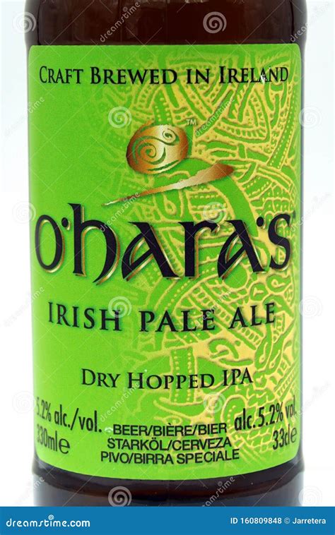 Carlow O`Hara`s Irish Pale Ale Label. Editorial Stock Photo - Image of ...