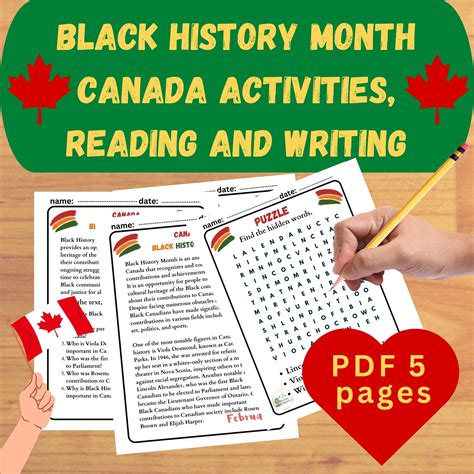 Canada Black History Month Activities, writing and reading activities ...