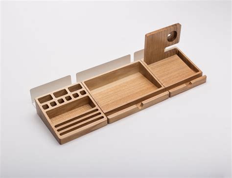 Wooden Desk Organizer Set has three wooden blocks for easy organizing