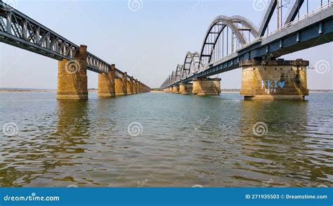 Scenic Railway Bridges Across the Godavari River in Rajahmundry, Andhra ...