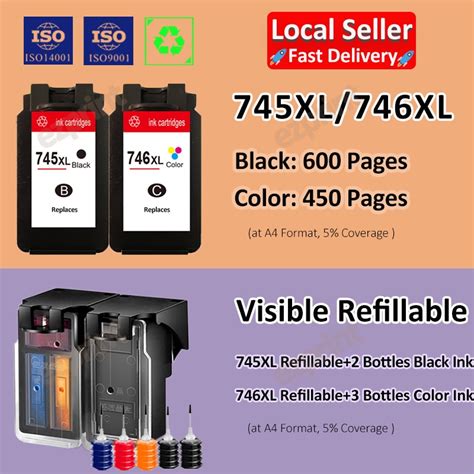 Compatible for Canon 745XL 746XL Ink Cartridge Canon 745 Refill Canon 745 746 Ink for MG3070s ...