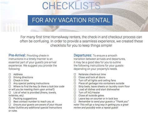 Checklists for your vacation home | Vacation checklist, Vacation rental, Rental