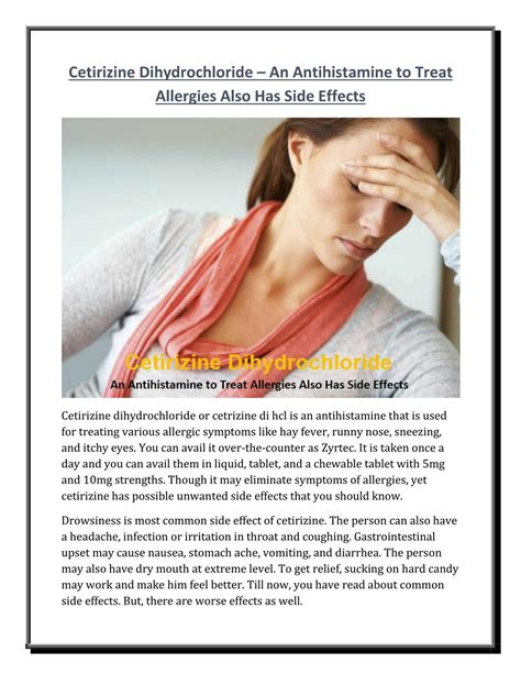 PPT - Cetirizine Dihydrochloride – An Antihistamine to Treat Allergies Also Has Side Effects ...