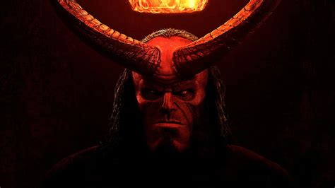 HD wallpaper: Hellboy, front angle view, dark, face, fire, horns, long ...