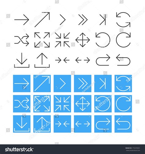 Thin Arrow Icon Set. Raster Version Stock Photo 175370591 : Shutterstock