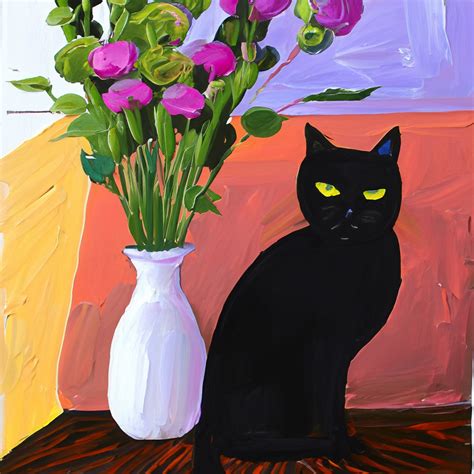 Black Cat Art Print Illustration Free Stock Photo - Public Domain Pictures