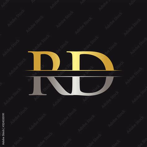 Abstract Letter RD Logo Design Vector Template. Creative Gold and Silver Colors RD Letter Logo ...