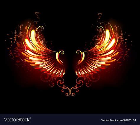 Wings of fire and flame on black background. Download a Free Preview or ...