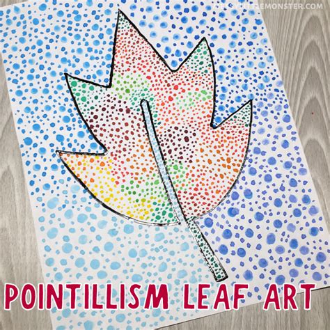 Pointillism Leaf Art for Kids - Messy Little Monster