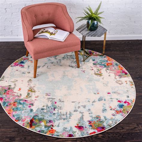 Multicolor 8' x 8' Theia Round Rug | Rugs.com Indoor Area Rugs, Outdoor ...