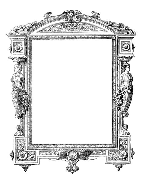 Digital Stamp Design: Antique Frame Artwork Digital Illustration ...