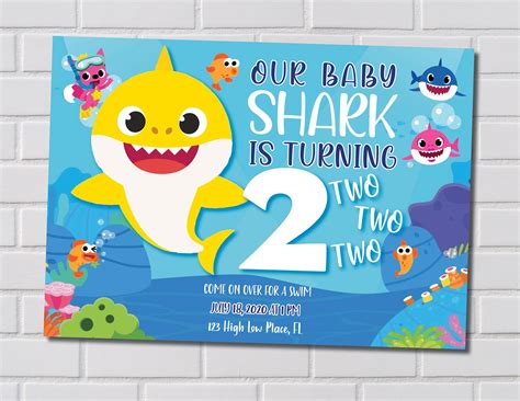 Baby Shark Birthday Party Invitation | Etsy