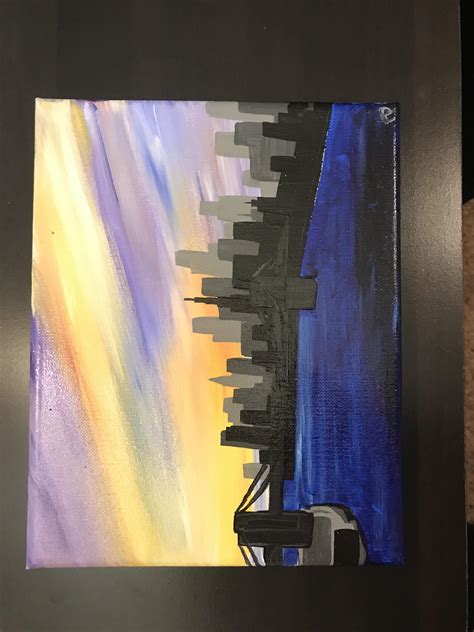 Sunset skyline I painted today : r/somethingimade