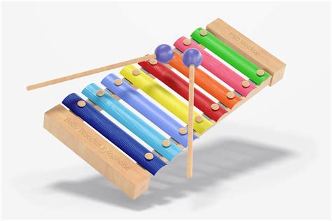 Baby Wooden Xylophone PSD Mockup, Falling – Original Mockups