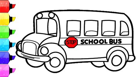 SCHOOL BUS Coloring Pages | How to Draw and Color School Bus for kids. Learn colors for kids ...