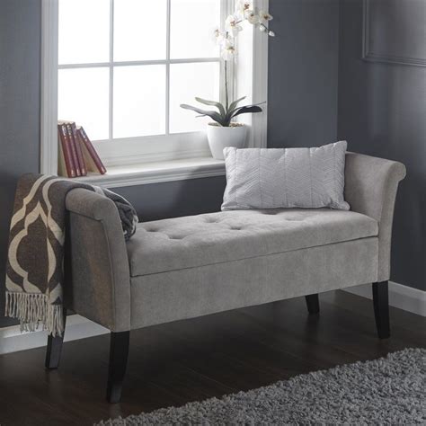 Andesine Upholstered Storage Bedroom Bench Grey Window Seat, Window ...