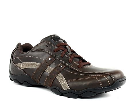 Skechers BLAKE Oxford Men's Work Casual Brown Leather Shoes Sneakers ...